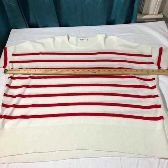 Mersea womens catalina OS red striped blue heart elbow patches pullover sweater - Picture 6 of 11